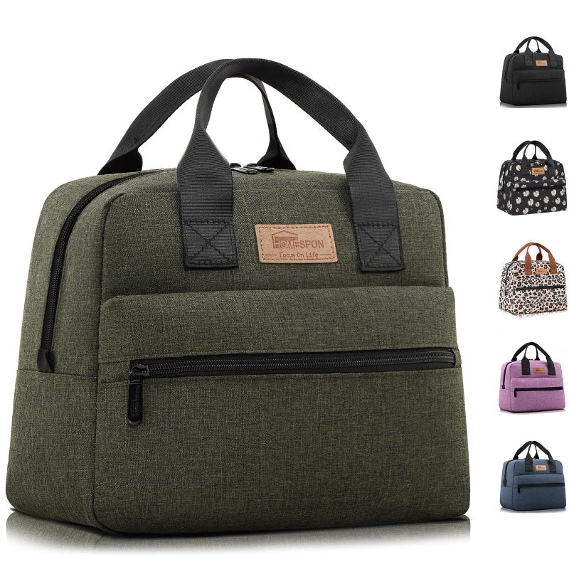 HOMESPON Insulated Lunch Bag for Women Men Lunch Box Cooler Lunch Tote for Work Picnic (Green) - Image 1